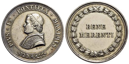 PAPALI - Pio IX (1846-1866) - Medaglia - Bene meriti - Busto a s. - R/ Scritta entro corona Ø: 30 mm