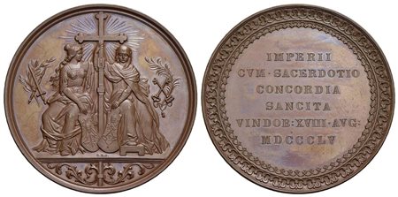 PAPALI - Pio IX (1846-1866) - Medaglia - 1855 - Convenzione tra S. Sede e Austria - Le figure allego