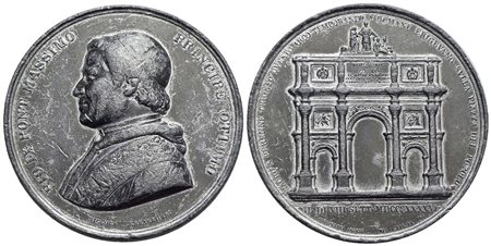 PAPALI - Pio IX (1846-1866) - Medaglia - 1846 - Arco in Piazza del Popolo - Busto a s. - R/ Arco in 