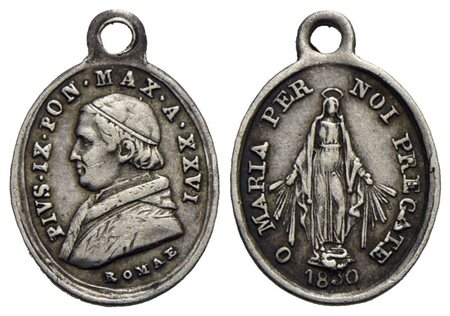 PAPALI - Pio IX (1866-1878) - Medaglia - A. XXVI - Busto a s. - R/ La Vergine Immacolata - (AG g. 0,