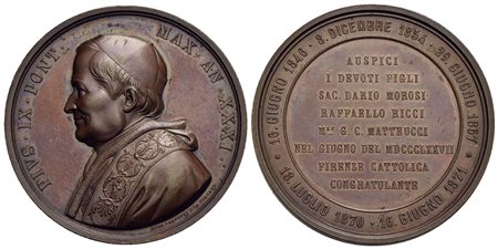 PAPALI - Pio IX (1866-1878) - Medaglia - 1877 A. XXXI - Giubileo Episcopale AUSPICI - Busto a s. - R