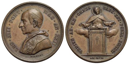 PAPALI - Leone XIII (1878-1903) - Medaglia - 1900 A. XXII - Busto a s. - R/ Cristo sulle nubi sopra 