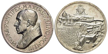 PAPALI - Pio XII (1939-1958) - Medaglia - 1953 - Nuovo Collegio Americano - Busto a s. - R/ Veduta d