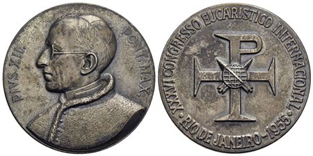 PAPALI - Pio XII (1939-1958) - Medaglia - 1955 - XXXVI C. E. I. Rio de Janeiro - Busto a s. - R/ Scr