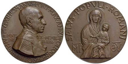 PAPALI - Pio XII (1939-1958) - Medaglia - 1949 - 50° di Sacerdozio - Busto a d. - R/ La Vergine col 