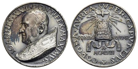 PAPALI - Giovanni XXIII (1958-1963) - Medaglia - 1958 - Corona Aurea - Busto a s. - R/ Tiara e colom