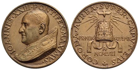 PAPALI - Giovanni XXIII (1958-1963) - Medaglia - 1958 - Corona Aurea - Busto a s. - R/ Tiara e colom