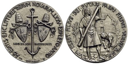 PAPALI - Paolo VI (1963-1978) - Medaglia - 1966 - Rerum Novarum - Stemmi affiancati di Paolo VI e Le