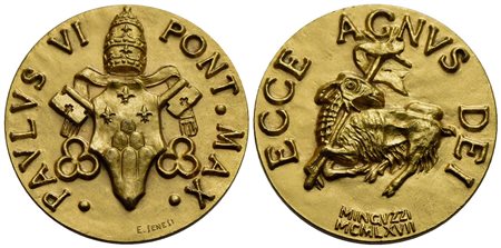 PAPALI - Paolo VI (1963-1978) - Medaglia - 1967 - Stemma - R/ ECCE AGNUS DEI Opus: Minguzzi Ø: 34 mm