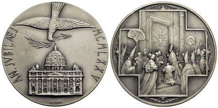 PAPALI - Paolo VI (1963-1978) - Medaglia - 1975 - Anno Santo - Basilica, colomba e Apertura Porta - 