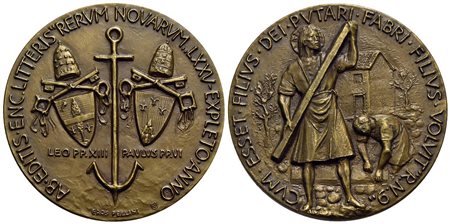 PAPALI - Paolo VI (1963-1978) - Medaglia - 1966 - 75° Enciclica Rerum Novarum - Stemmi affiancati di