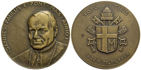 PAPALI - Giovanni Paolo II (1978-2005) - Medaglia - A. I - AE Mont. 1<br>FDC