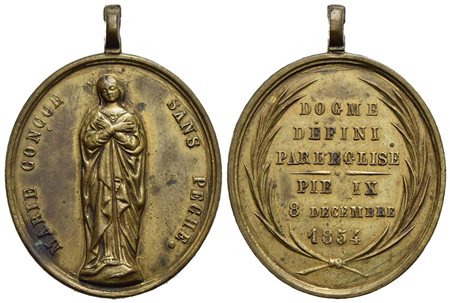 RELIGIOSE - Medaglia - 1854 - Immacolata Concezione - La Vergine immacolata - R/ Scritta e data tra 