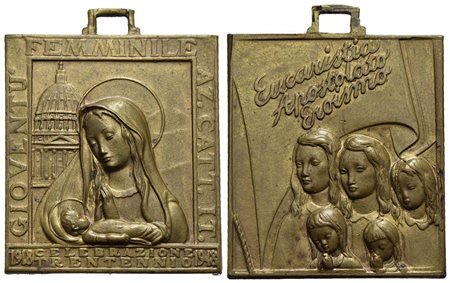 RELIGIOSE - Medaglia - 1918-1948 30° anno Gioventù femminile Azione cattolica - La Vergine e il Bamb