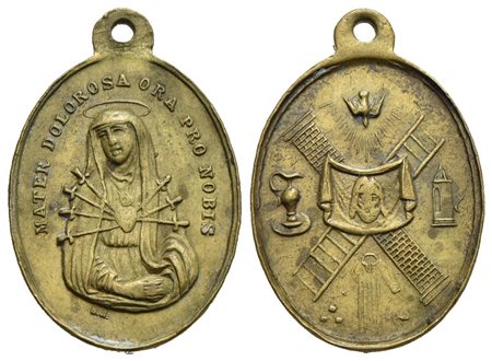 RELIGIOSE - Medaglia - Mater dolorosa - La Madonna col cuore trafitto - R/ Scala e colonna incrociat