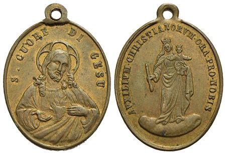 RELIGIOSE - Medaglia - Sacro cuore di Gesù - Busto di Gesù di fronte - R/ La Madonna col Bambino sul