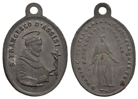 RELIGIOSE - Medaglia - San Francesco - Busto a d. - R/ Immacolata - AE Ovale mm. 19x15 Con appiccagn