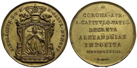 CITTA' - Alessandria - Medaglia - 1843 - Madonna della Salve - La Madonna tra due angeli - R/ Scritt