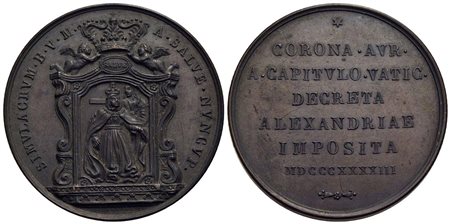 CITTA' - Alessandria - Medaglia - 1843 - Madonna della Salve - La Madonna tra due angeli - R/ Scritt