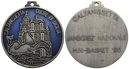 CITTA' - Caltanisetta - Medaglia - 1995 - Mini Basket - Chiesa di San Sebastiano - R/ Scritta Ø: 50 