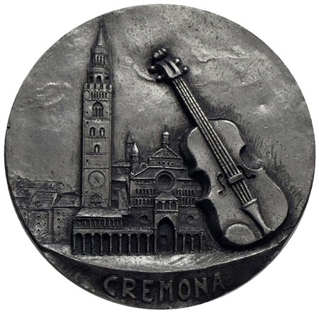 CITTA' - Cremona - Placchetta - La Cattedrale e un violino Ø: 149 mm. - MB<br>FDC