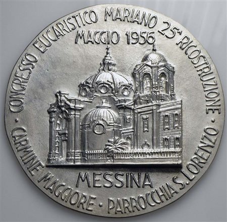 CITTA' - Messina - Medaglia - 1956 - Congresso eucaristico mariano - 25° ricostruzione - Parrocchia 