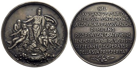 CITTA' - Milano - Placchetta - 1901 - 75° Compagnia di Assicurazioni - Allegoria - R/ Scritta Opus: 