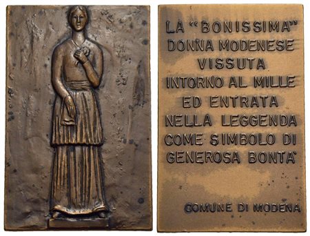 CITTA' - Modena - Placchetta - La Bonissima - Statua de "La Bonissima" posta sull'angolo del Palazzo