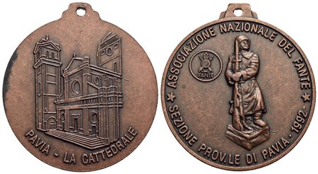 CITTA' - Pavia - Medaglia - 1992 - Associazione Nazionale del Fante - La Cattedrale di Pavia - R/ Fa