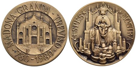 CITTA' - Treviso - Medaglia - 780-1980 Madona Granda - Santa Maria Maggiore - R/ La Madonna e il Bam