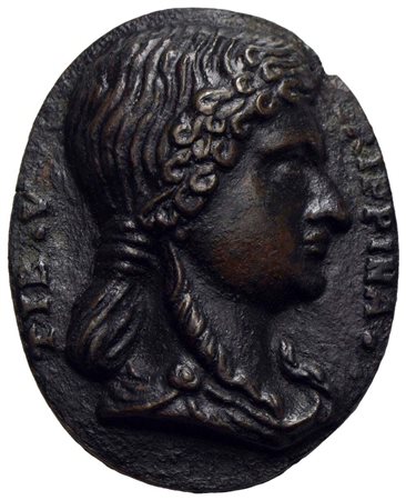 PERSONAGGI - Agrippina (Moglie dell'Imperatore Tiberio) - Placchetta - (AE g. 33,7) mm. 53 x 43<br>S