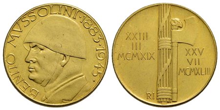 PERSONAGGI - Benito Mussolini (politico) (1883-1945) - Medaglia - 1945 Ø: 21 mm. - (AU g. 5,98)<br>S