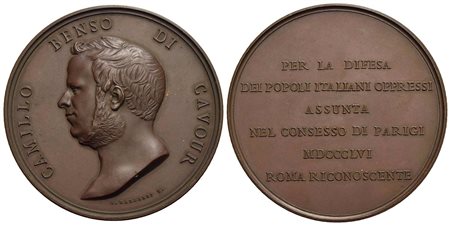 PERSONAGGI - Camillo Benso conte di Cavour (1810-1861) - Medaglia - 1856 - Congresso di Parigi - Bus