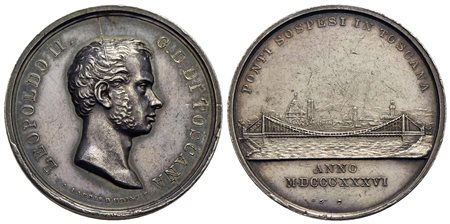 FIRENZE - Leopoldo II di Lorena (1824-1859) - Medaglia - 1836 - Inaugurazione del Ponte sospeso sull