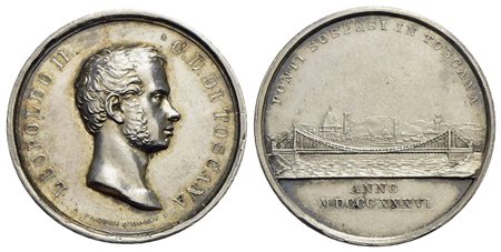 FIRENZE - Leopoldo II di Lorena (1824-1859) - Medaglia - 1836 - Inaugurazione del Ponte sospeso sull