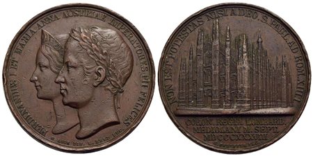 MILANO - Ferdinando I d'Asburgo-Lorena (1835-1848) - Medaglia - 1838 - Matrimonio - Teste accollate 