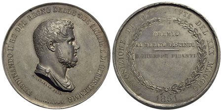 NAPOLI - Ferdinando II di Borbone (1830-1859) - Medaglia - 1851 - Premio - Testa a d. - R/ Scritta c