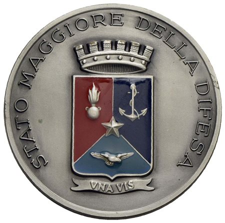 REPUBBLICA - Medaglia - Stato Maggiore della Difesa - Scudo coronato smaltato rosso blu azzurro - UN