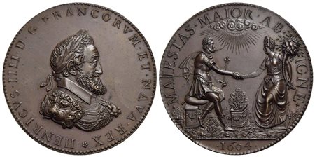 FRANCIA - Enrico IV (1589-1610) - Medaglia - 1604 - Giuramento sul fuoco sacro - Busto a d. - R/ All