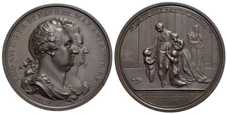 FRANCIA - Luigi XVI (1774-1792) - Medaglia - 1793 - Addio del Re alla sua famiglia - Busti accollati