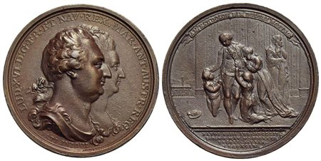 FRANCIA - Luigi XVI (1774-1792) - Medaglia - 1793 - Addio del Re alla sua famiglia - Busti accollati