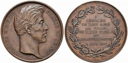 FRANCIA - Carlo X (1824-1830) - Medaglia - 1827 - Testa a d. - R/ Scritta Opus: Dubois Ø: 27 mm. - A