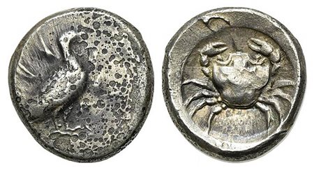 Sicily, Akragas, Didrachm, ca. 480/478-470 BC. AR (g 8,96; mm 20; h 12). Sea eagle standing r.; Rv. Crab. HGC 2, 99. Roughness on obv., near very fine