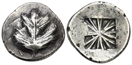 Sicily, Selinos, Didrachm, ca. 540-515 BC. AR. Selinon leaf; Rv. Incuse square divided into twelve sections. HGC 2, 1208. Good very fine