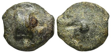 Anonymous, Rome, Cast Uncia, ca. 289-245 BC. AE (g 26,49; mm 28,5). Astragalos; Rv. Central pellet. Vecchi, ICC, 31; Crawford 14/6; HNItaly 273; RBW 6. Green patina, about very fine