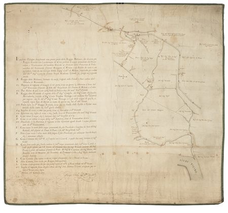 [MAPPA CATASTALE] - Roggia Riazzola 23 gennaio 1711.

Il disegno raffigura part