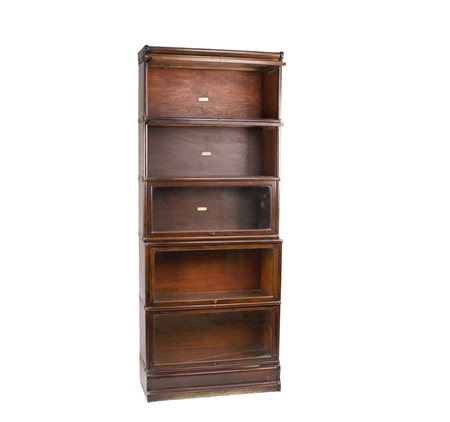 BOOKCASE MODULARE IN LEGNO TINTO NOCE Wernicke Company Londra inizi'900...