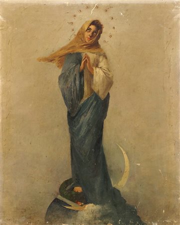 SCUOLA ITALIANA fine del XIX Sec. "Madonna di Guadalupe", olio su tela Dim....