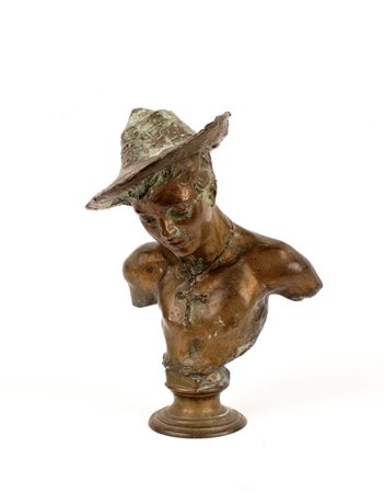 BUSTO DI FANCIULLO IN BRONZO H. 22 cm.