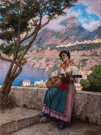 Francesco Paolo Diodati (Campobasso 1864-Napoli 1940)  - La suonatrice di chitarra, 1910